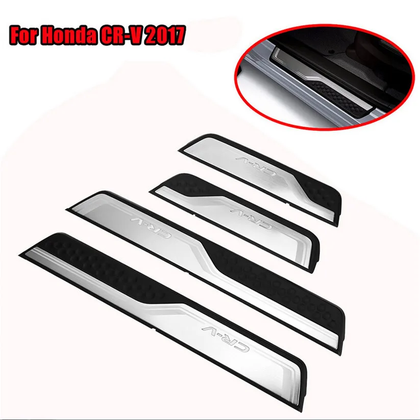 

Car-styling KAKUDER 4PCS Stainless Steel Door Sill Trim Protectors Guard With LED For Honda CRV 2017 td1201 dropship