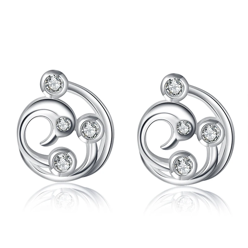 

HeeZen Cute Spinning Dolphin Earrings Stud Crystal Zircon Stone Animal Earrings Hot Sale Elegant Bijoux Gift Earrings for Women