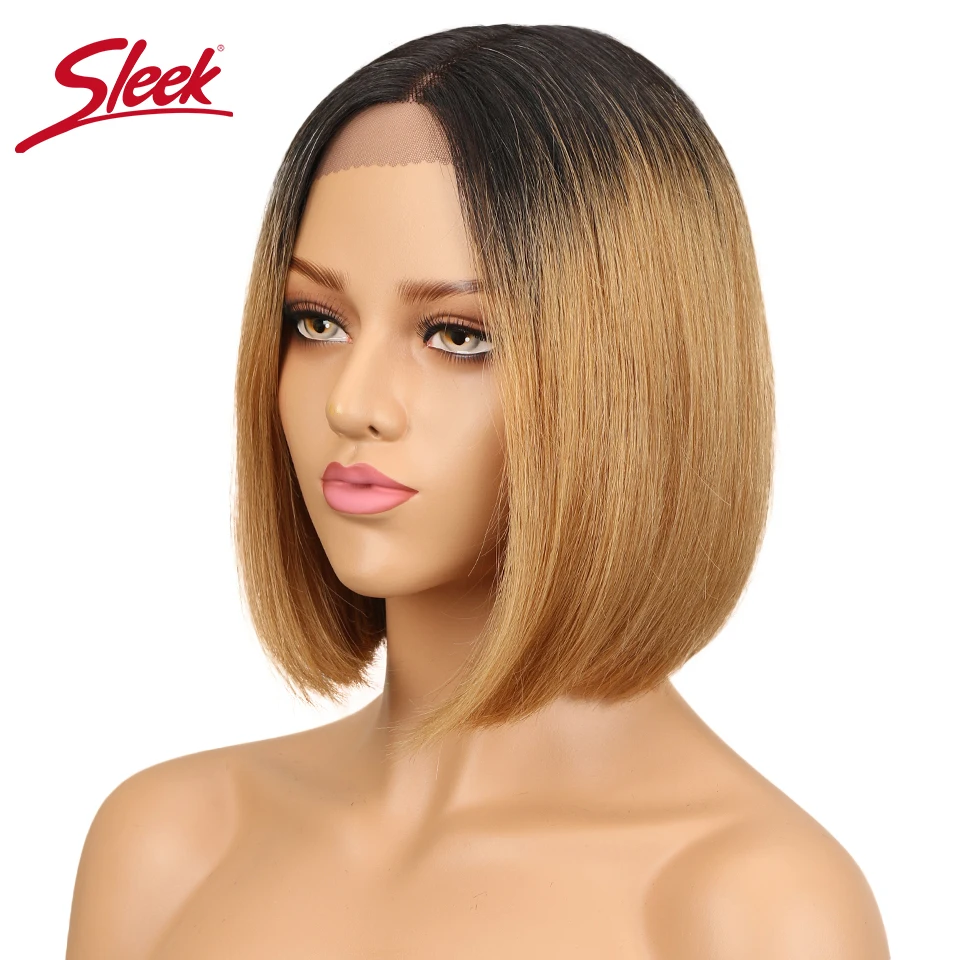

Sleek Human Hair Lace Front Wigs For Women Brazilian Remy Hair Straight Short Bob Wig Pre Plucked Black Brown wig free shipping
