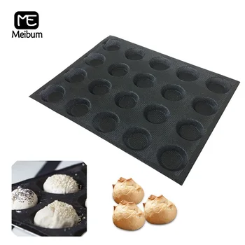 

Meibum 20 Cavity Black Porous Silicone Mold Egg Tart Bun Modle Round Shape Bread Eclair Mould Non Stick Bakeware baking Tools