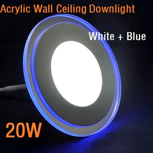 Koop 3D Effect 20 W 15 W 10 W Acryl Ronde LED Panel Warm Cool Wit Acryl LED Downlight Blauw Grens Plafondlamp Foyer Keuken