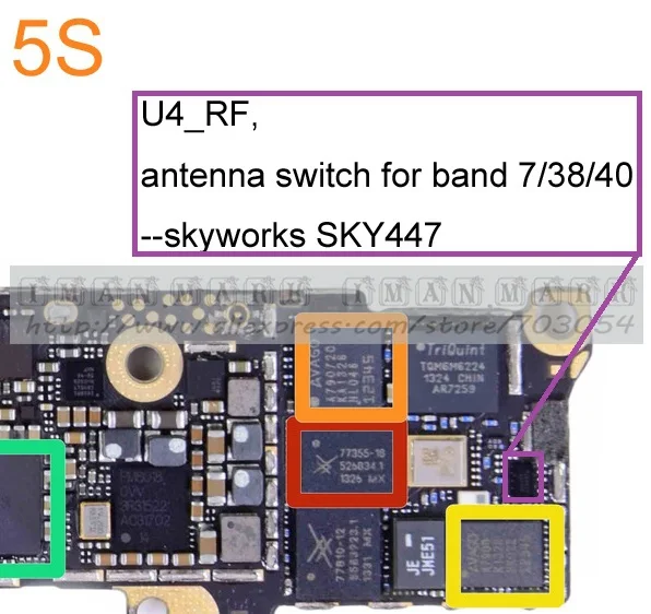Original Logic board U4_RF SKY447 IC For iphone 5S antenna