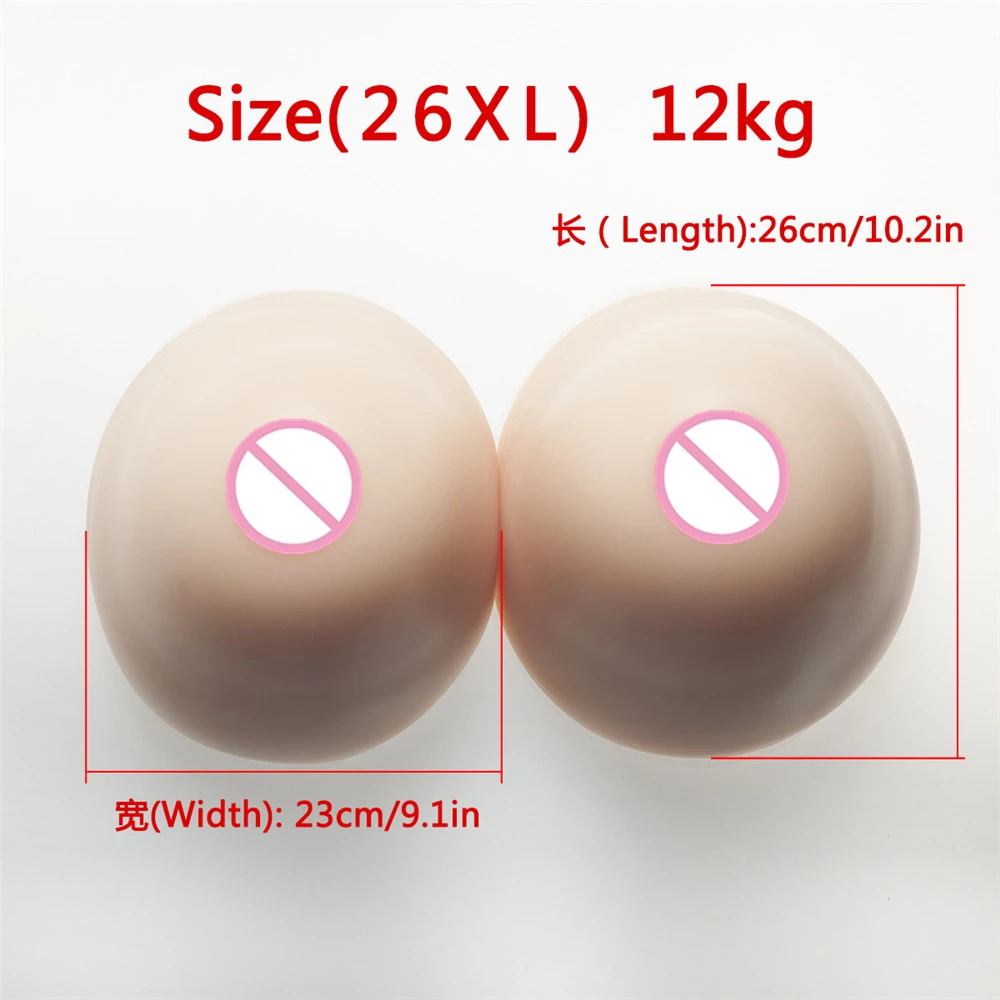 

2018 New Big Oval Nipple Boobs 12000g/pair Large Drag Queen Silicone Breast Forms 12KG Super Large Full Silicone Boobs