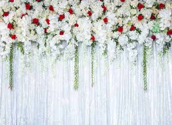 

Flower White Booth Curtain photo backdrop Vinyl cloth High quality Computer printed wedding bridal background
