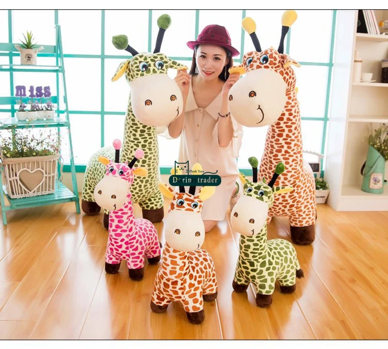 Dorimytrader New 100cm Giant Cute Soft Cartoon Giraffe Plush Toy Stuffed Animal Giraffe Doll Pillow Kids Play Toys Gift 39inches DY61686 (20)