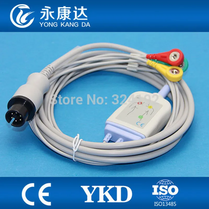 

2pcs/pack Free shipping GE one-piece series patient cable with leads 6pin IEC 3 lead Snap ecg accessories