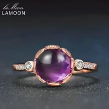 LAMOON Púrpura Amatista Anillo de Compromiso Señora de Plata de ley 925 Anillo de Piedra Natural de La Joyería de Oro Rosa De Regalo Novia LMRI029