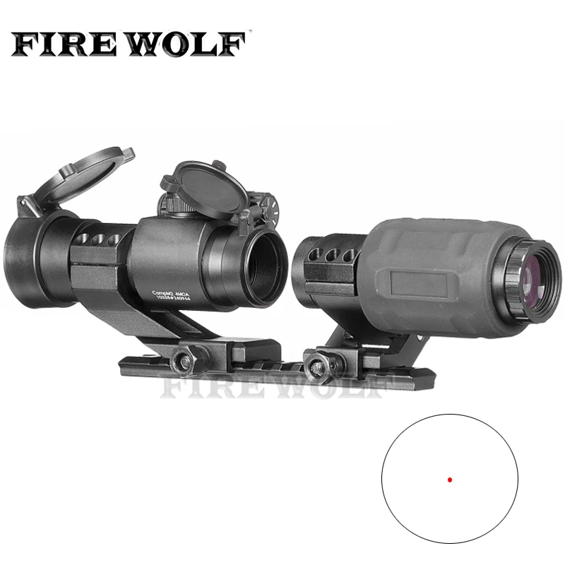 

1X32mm Sighting Telescope Laser Sight Reflex Red Dot Scope Whth 3X Magnifier Scope 20mm Rail Mount