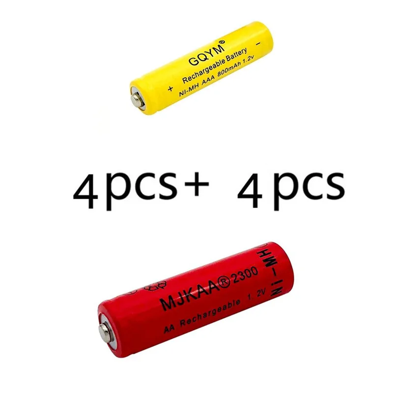 20 шт. AA red 2300mAh Ni-MH аккумуляторы+ 20 шт AAA 800mAh Аккумуляторы - Цвет: 4pcs and 4pcs