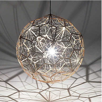 25cm Modern Copper Etch Pendant Lights Stainless Steel shade Lamp Fixtures Industrial Linghting