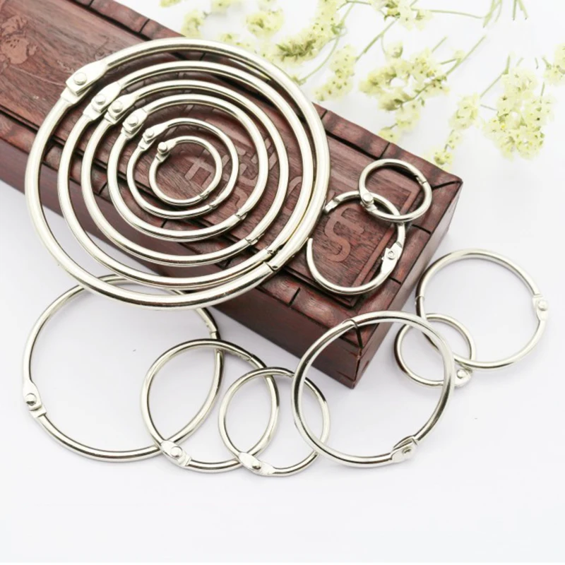 

5pcs Metal Loose Leaf Book Binder Hinged Rings Keychain DIY Album Scrapbook Clips Metal Ring Binder Desk Calendar Circle