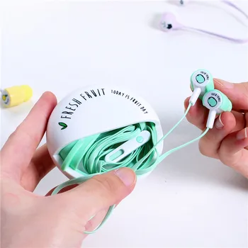 

Candy Colorful Fresh Fruit Earphones Children Girl Music Earbuds Headphones With Microphone Universal For Samsung iPhone Xiaomi