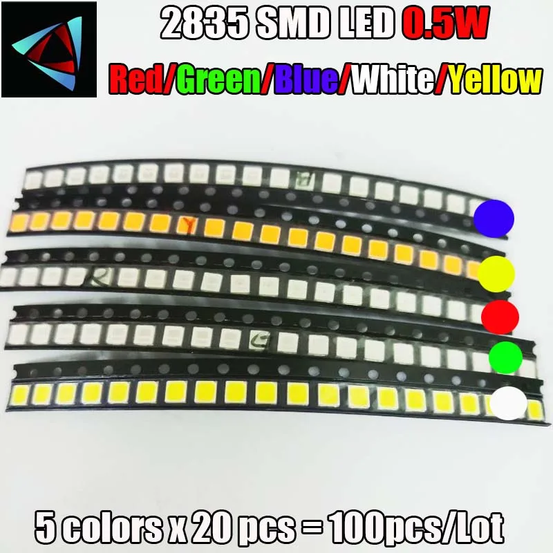 100 шт. 2835 0 5 Вт SMD светодиодный цветов x 20 ПК-диоды светоизлучающие