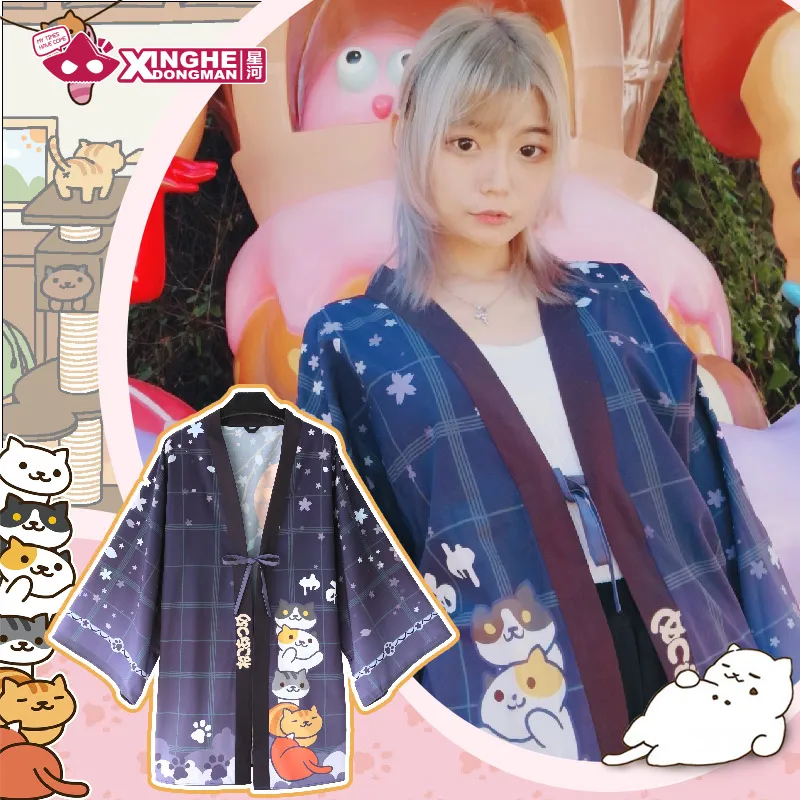 

Milky Way Neko Atsume Kitty Collector Harajuku Haori Coat Japanese Summer Haori Jacket Women Haori Jacket