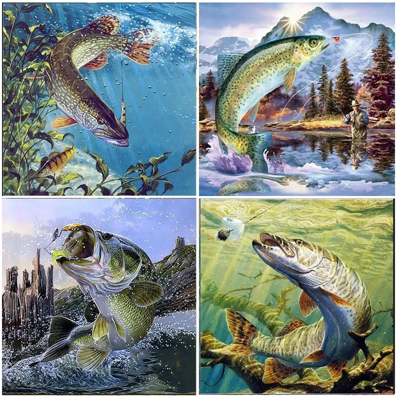 

Resin 5D DIY Diamond Painting Fish Animals Full Square Beads Set 3D Mosaic Embroidery Home Decorations Cross Stitch New Arrival