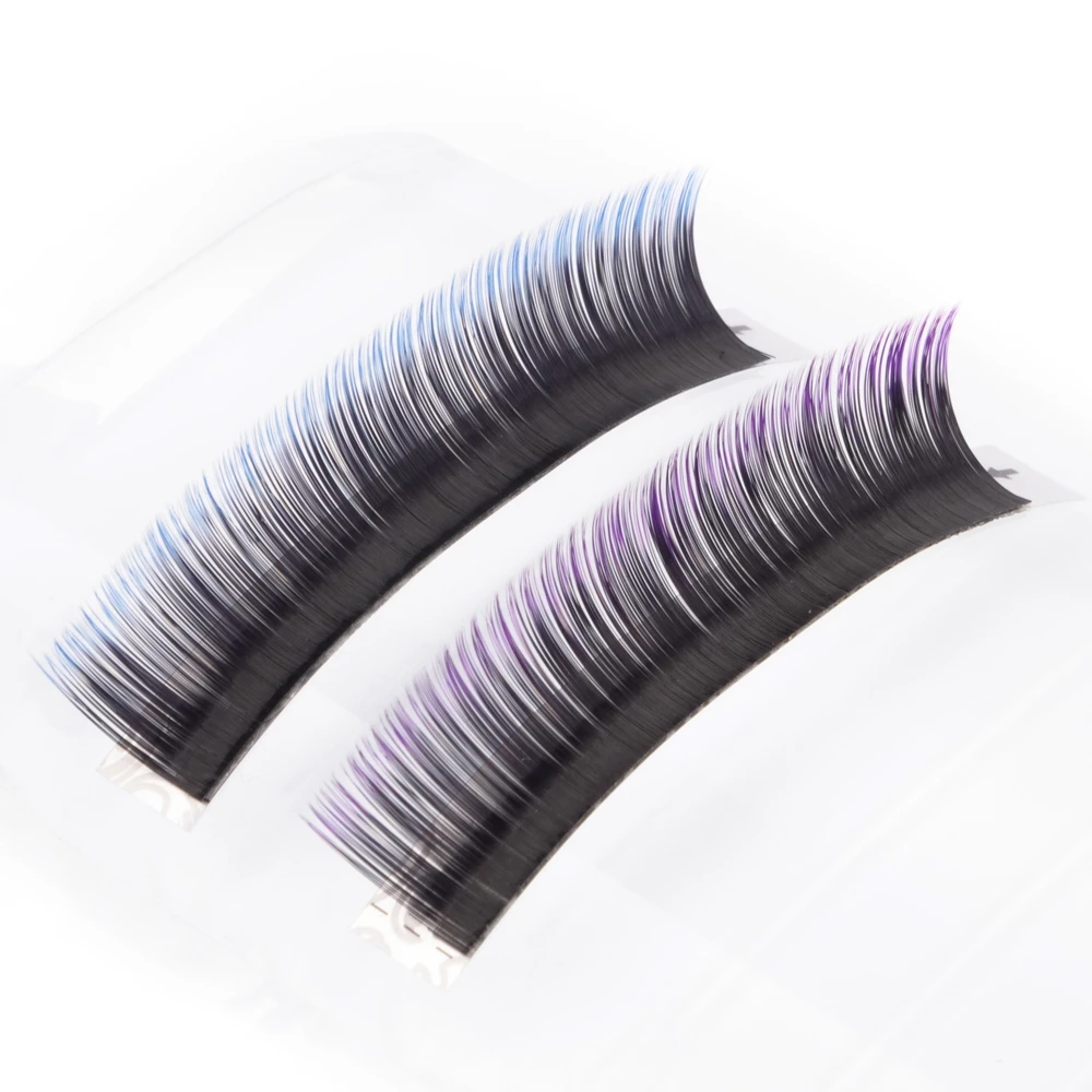 GLAMLASH 0 07 8 13 мм Индивидуальные Накладные ресницы с эффектом омбре фиолетовые синие