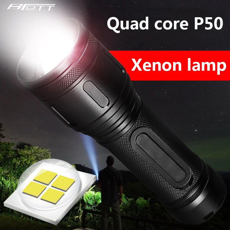 Flashlight led Cree xhp50 Hard Light 30W Built in 32650 lithium battery
