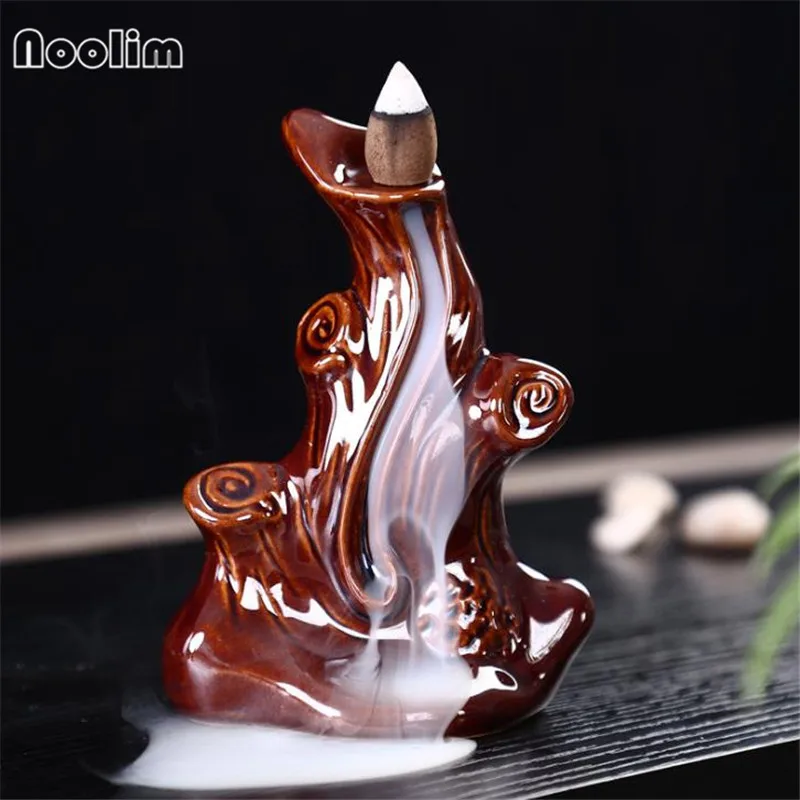 Small Ceramic Backflow Incense Burner Handmade Zen Buddha Incense Holder Aroma Censer Home Office Teahouse Decor - Цвет: D