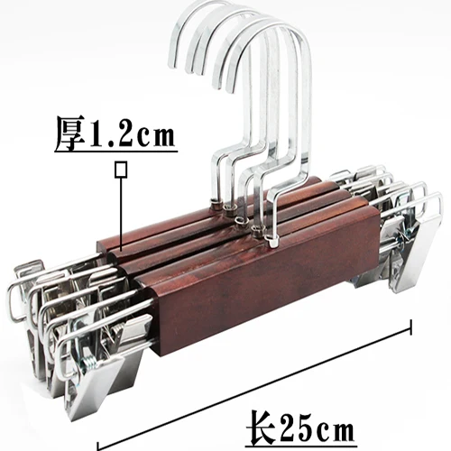 10 шт./лот, 38 см/40 см/44 см, для взрослых, винтажные вешалки из цельного дерева, детская вешалка для одежды и зажим для брюк - Цвет: 25cm  clip    B