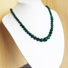 Новинка, 6-14 мм, зеленое Малайское ожерелье из халцедона, подарок для женщин и девочек, сделай сам круглые бусины, натуральный камень, 18 дюймов, дизайн ювелирных изделий