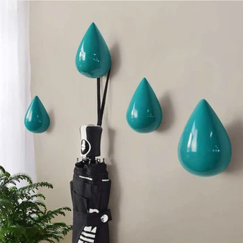 

Practical Water Drop Shape Home Wood Wall Hanger Bathroom Door Coat Hanger Hat Single Hook Holder for Hanging Room Decoration