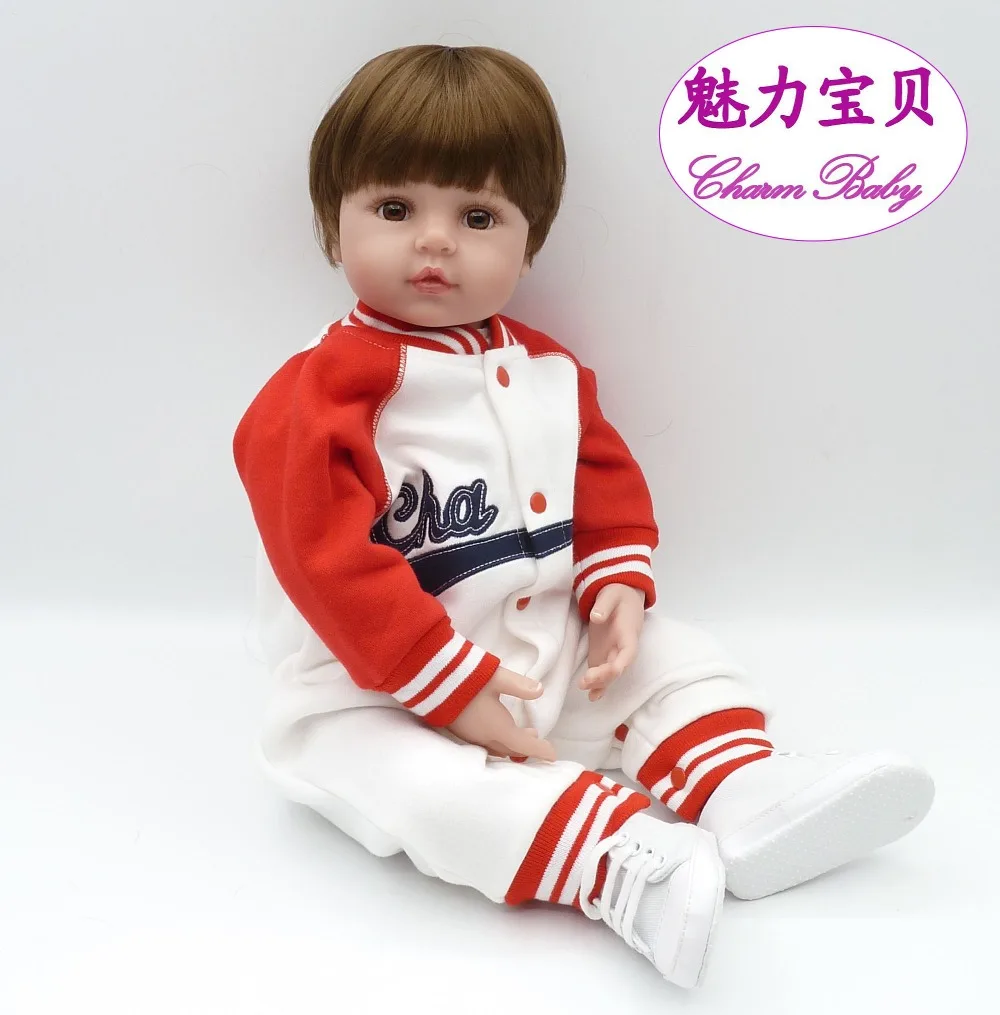 

Rooted Hair Realistic Reborn Baby Dolls Smooth Silicone 22*55 cm Realistic Born Girl's CHRISTMAS Gift Wrist