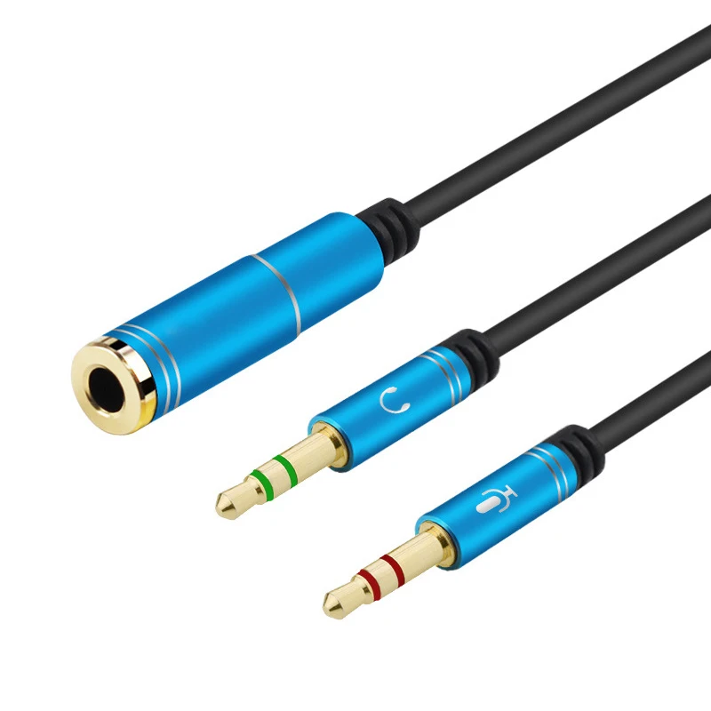 3.5mm Jack Microphone Headphone Splitter Audio Cable AUX Extension 2