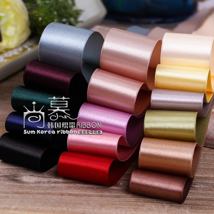 

100yards 16/25/40mm thick korean satin ribbon for gift box packing bow hair bow accessories bouquet packing bow craft supplies