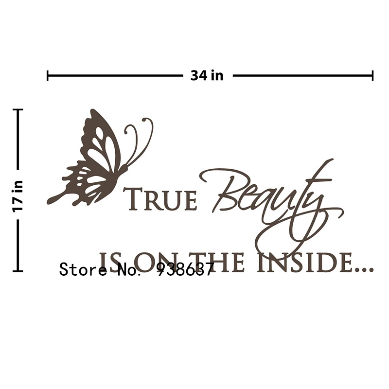 Autocollant Mural En Vinyle Avec Citation De Vraie Beaute Avec Papillon Decoration De Maison Salon Chambre A Coucher Bureau Stickers Muraux Amovibles Za900 Aliexpress