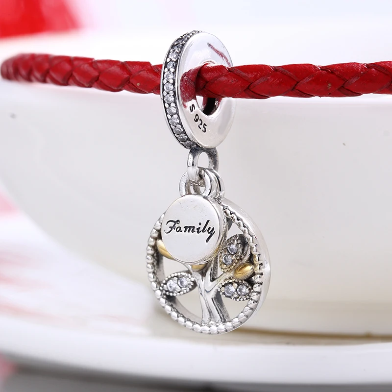 

New 100% 925 Sterling Silver Fit Original Pandora Bracelet Family Heritage Dangle Charm DIY Charm Beads for Jewelry Making Gift