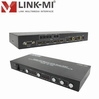 

LINK-MI MX42-ARC 4 by 2 HDMI Matrix with Dual ARC 1x2 Splitter 4x1 switch Home video for Blue-Ray HD DVD player receiver game