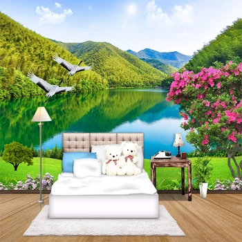 

Custom 3D Wall Murals Classic Nature Landscape Lake Forest Mountain Photo Wallpaper Living Room TV Sofa Home Decor Wall Covering