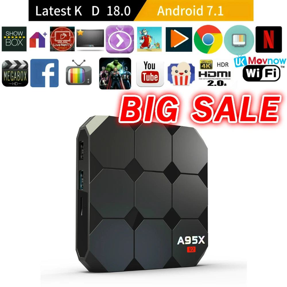 A95X R2 Android ТВ BOX для 7 1 OS г/2 г 8 ГБ/16 Smart Box Amlogic S905W 4 ядра 2 ГГц Wi Fi K HD HDMI 0 Media
