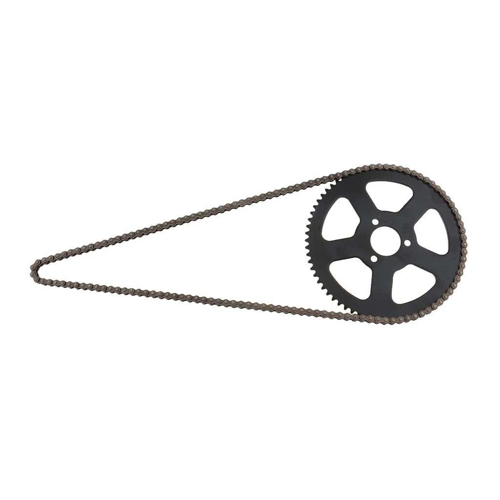Rear Wheel Tire Sprocket Disc with 68 Links Chain Replacement for 49cc 2 Stroke Mini Pocket Bike