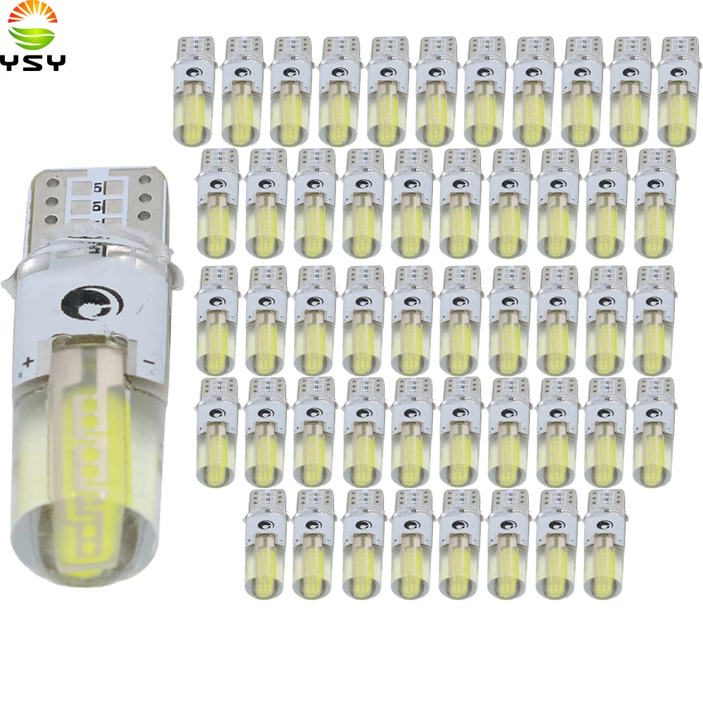 YSY 50X Новые Автомобильные светодиодные лампы T10 W5W 194 501 COB Светодиодные габаритные