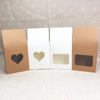 

12 pcs stand up window brown white kraft paper bags/boxes recyclable for Gift/Jewelry/Food/Candy Package Paper Box 8x5x16cm