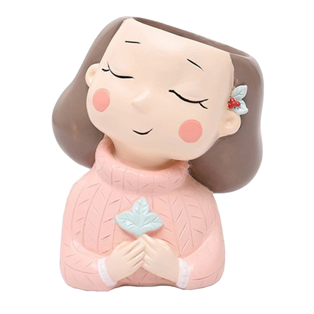 Garden Decor Flowerpot Succulent Planter Pot Vase Girl Figurines Desk Top Statue Figure Micro Landscape Bonsai Holder Pot	