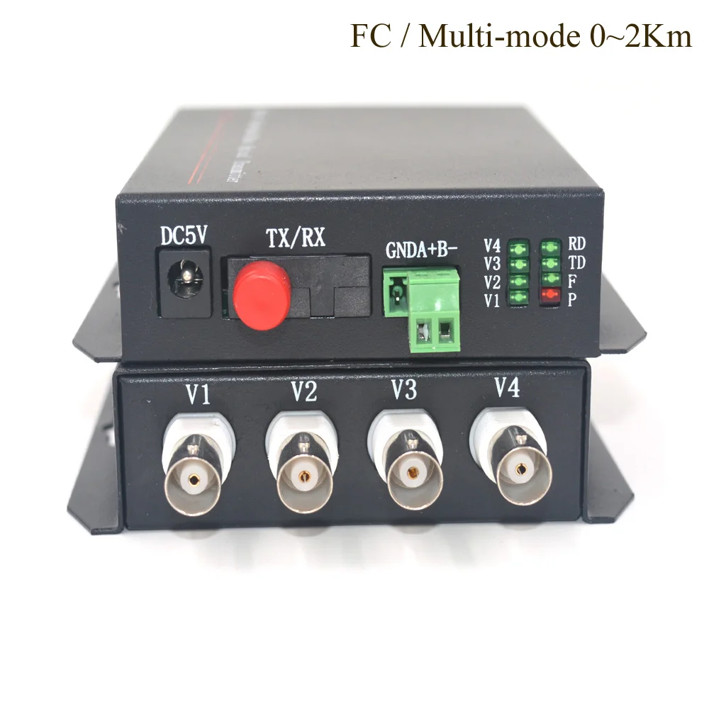  4CH Video Fiber optic Media Converter (Tx / Rx) - Multi mode 2Km Transmitter Receiver for Security  - 32841880714