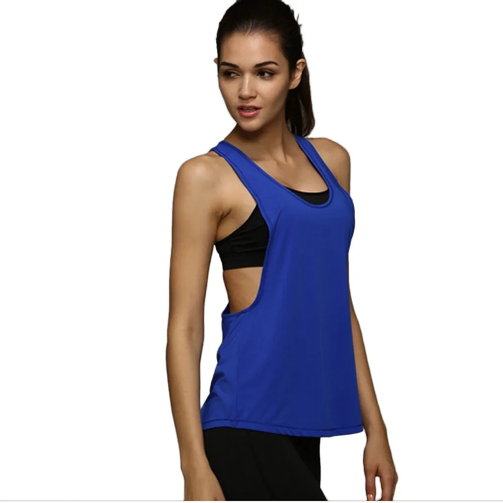 Летние сексуальные женские безрукавки, быстросохнущие, свободные, для спортзала, фитнеса, спорта, безрукавная майка сорочка для бега, тренировок - Цвет: Blue