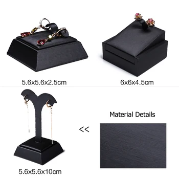 

Black Faux Leather Ear Rings Nail Hinged Stud Earring Jewelry Display Holder Fancy Showcase Dangling Drop Pesentation Stand Ramp