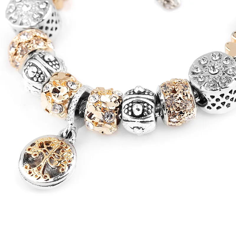 CUTEECO золотой цвет дерево жизни кулон влюбленные браслет с подвесками брендовые браслеты для женщин ювелирные изделия подарок на день Святого Валентина