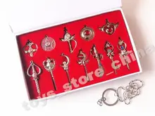 1 Unidades 12 unids Sailor Moon Metal llavero colgante , collar Cosplay Prop colección caja para niños adultos regalo de año nuevo