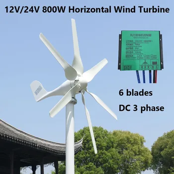 

FLTXNY 6 Blades 3 phase AC 800w 12v 24v 48V Wind Turbine Generator With Charge Controller Ship From Spain