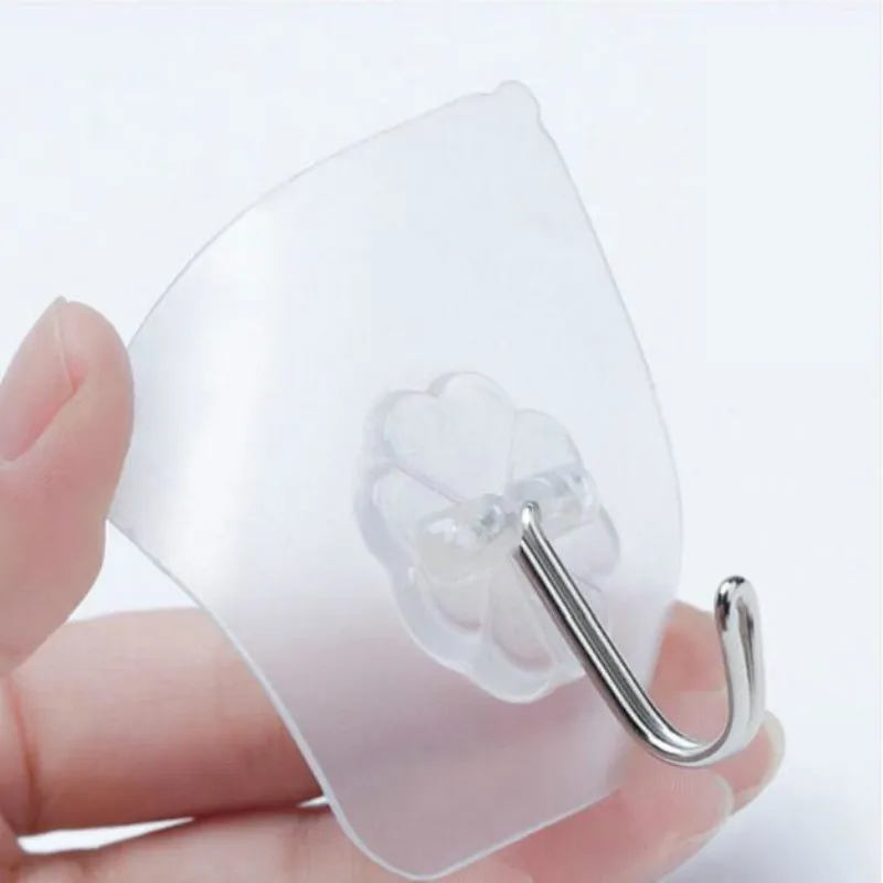 4PCs Transparent Strong Self Adhesive Door Wall Hangers Towel Mop Handbag Holder Hooks For Hanging Kitchen Bathroom Accessories