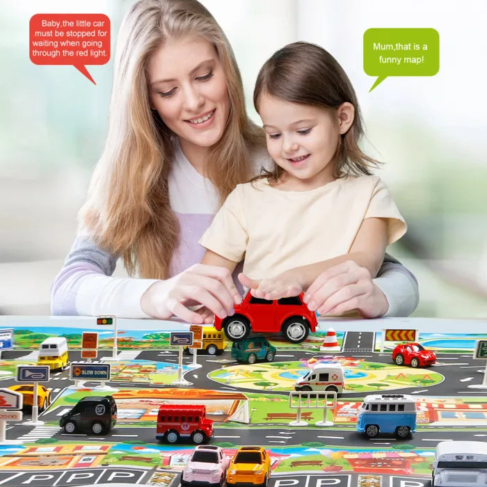 Новые детские игровые коврики для дома дорожные знаки модель автомобиля парковочная Карта города