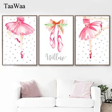 Pink Cartoon Ballet Girl Poster and Print Nursery Wall Art Canvas Painting Decorative Wall Picture for Kids Bedroom Home Decor Pink Cartoon Ballet Girl Poster and Print Nursery Wall Art Canvas Painting Decorative Wall Picture for Kids Bedroom Home Decor