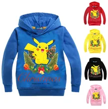 2-7yrs Christmas Clothes Boys Cartoon Children’s Sweater Baby Girls Hoodies and Sweatshirts Pokemon Go Kids Long Sleeve T-shirt