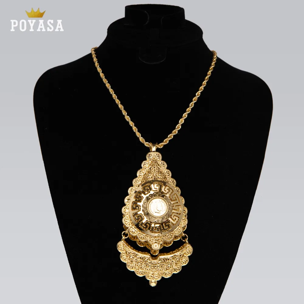 

Gold Color Fashion Ethnic Women Vintage Pendant Necklace Wedding Jewelry
