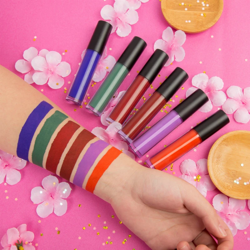 

NO Label Makeup Waterproof Liquid Matte Lip Gloss lipgloss lipstick Dark Color Glossy lip gloss Lipstick Lips Makeup Lip Sticks