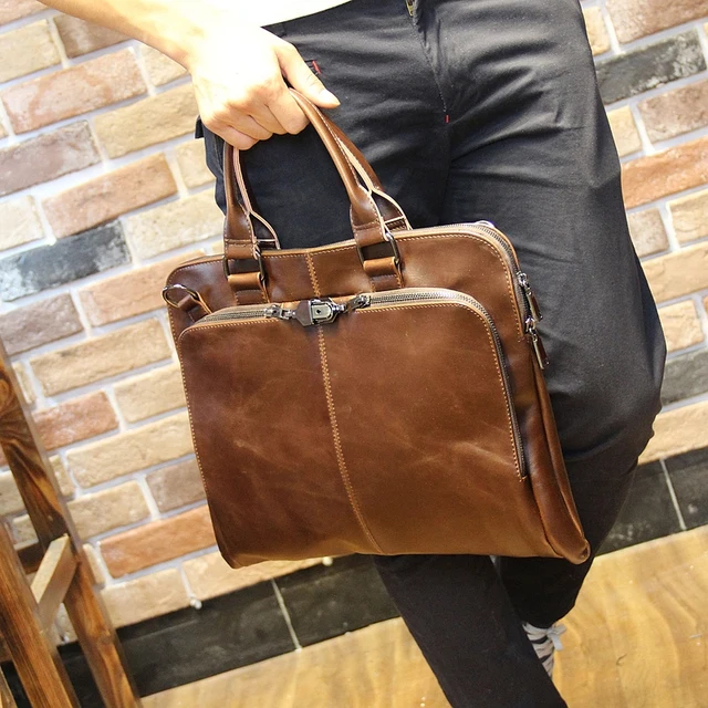 Men 13 14 Inch Laptop Leather Bags for Air 13'3 With Belt Men Multi